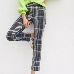 Anthropologie Essential Slim Pants, blue/black plaid, size 12, NWT